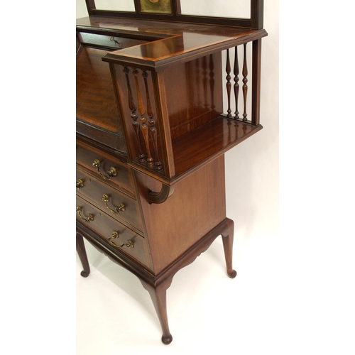 822 - An Edwardian mahogany and satinwood inlaid ladies writing desk