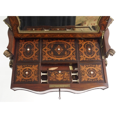 824 - A Louis XV style gilt metal-mounted rosewood and inlaid sewing table