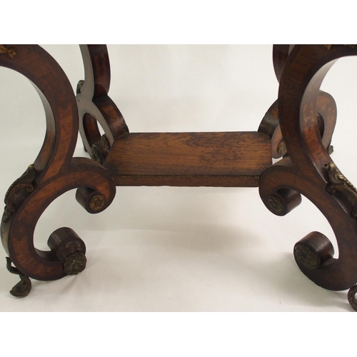 824 - A Louis XV style gilt metal-mounted rosewood and inlaid sewing table