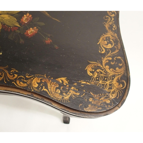 825 - An ebonised serpentine fold-over card table