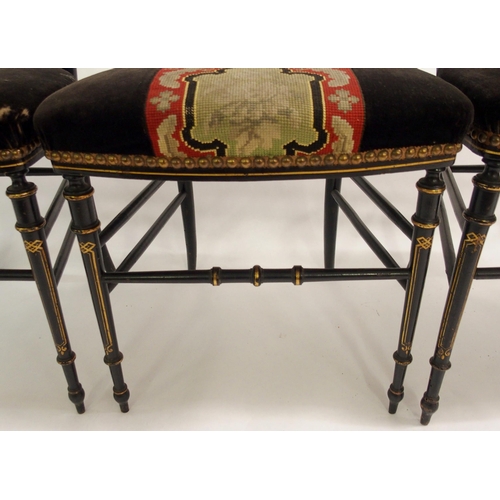 825 - An ebonised serpentine fold-over card table