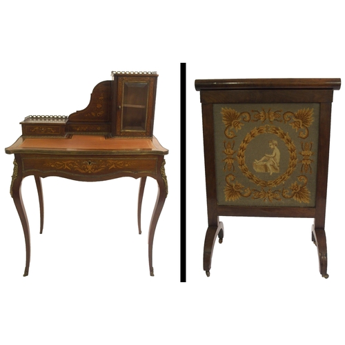 828 - A French rosewood and inlaid  gilt metal mounted writing desk