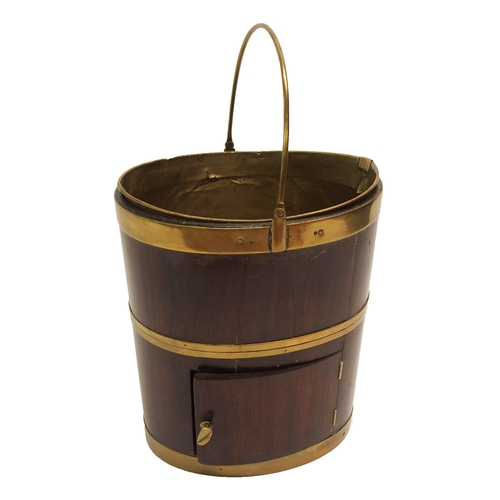 829 - A Georgian mahogany and brass bound plate bucket