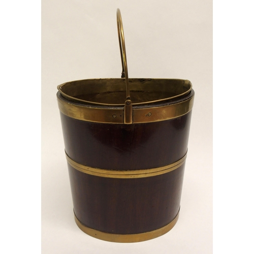 829 - A Georgian mahogany and brass bound plate bucket