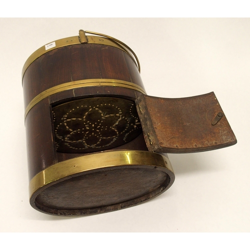 829 - A Georgian mahogany and brass bound plate bucket