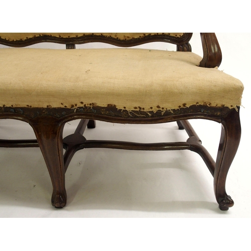 830 - A Spanish walnut four seat settee