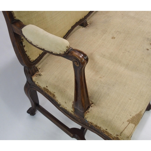 830 - A Spanish walnut four seat settee