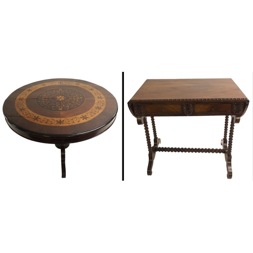 832 - A Continental mahogany and inlaid circular table