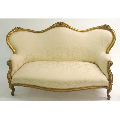 835 - A Louis XV style giltwood seven piece parlour suite