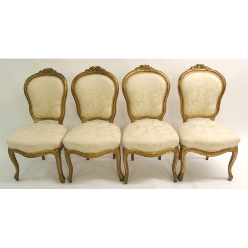 835 - A Louis XV style giltwood seven piece parlour suite