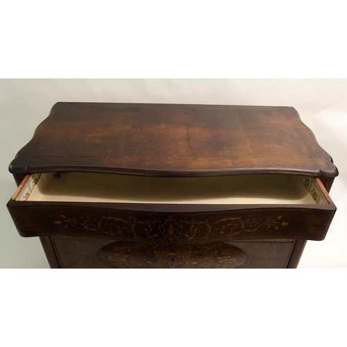 840 - A Continental rosewood and burr walnut serpentine chest