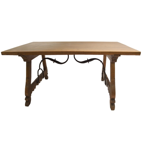 842 - A Spanish walnut trestle table