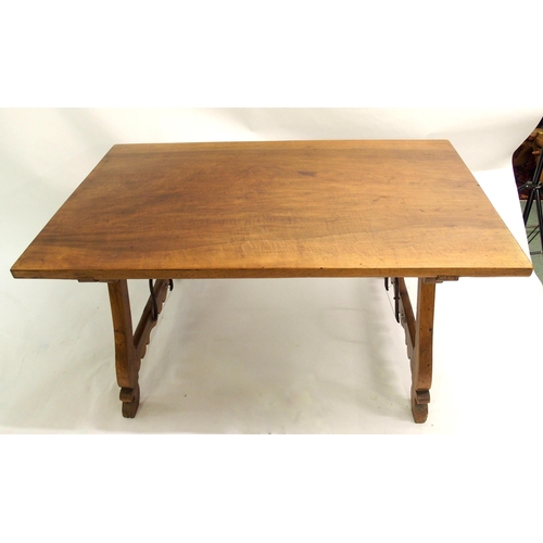 842 - A Spanish walnut trestle table