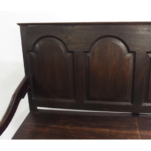 844 - A 19th Century oak four seat hall bench