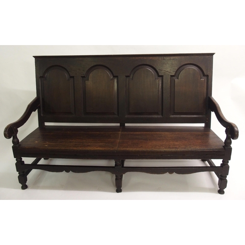 844 - A 19th Century oak four seat hall bench