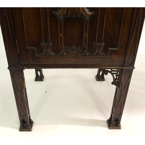 848 - A Chinese Chippendale style mahogany pedestal sideboard