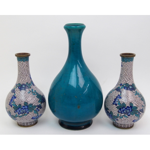 85 - A Chinese turquoise glazed bottle vase