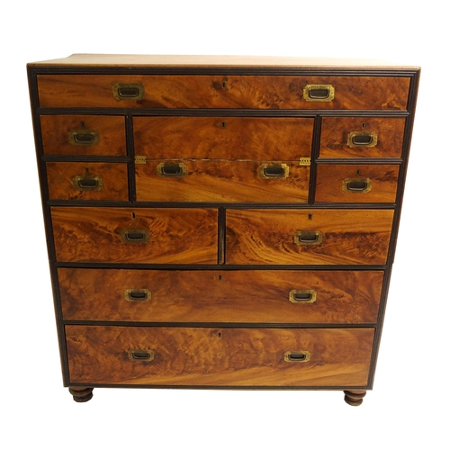 854 - A Victorian camphorwood military campaign chest