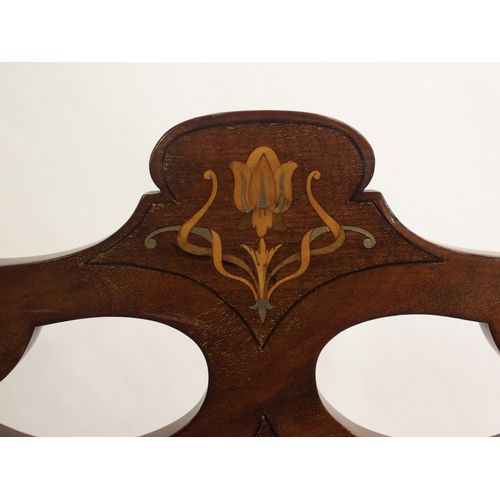 856 - An Arts and Crafts mahogany and inlaid settee