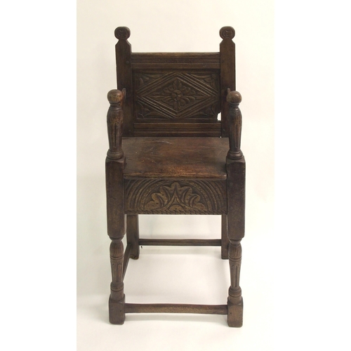 857 - An 18th Century style oak high chair