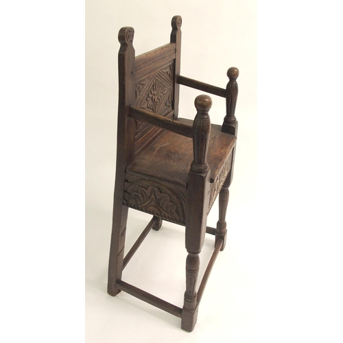 857 - An 18th Century style oak high chair