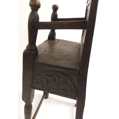 857 - An 18th Century style oak high chair