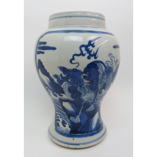 86 - A Chinese blue and white baluster vase