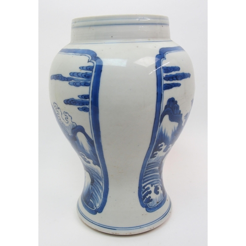 86 - A Chinese blue and white baluster vase