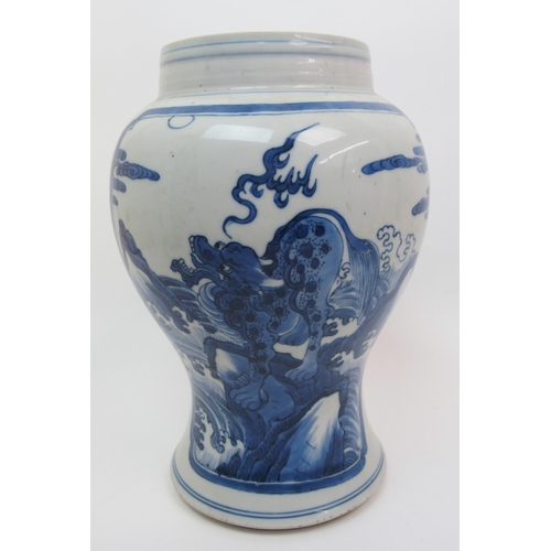 86 - A Chinese blue and white baluster vase