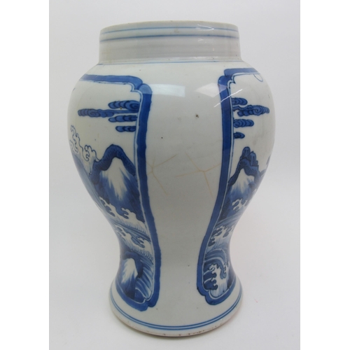 86 - A Chinese blue and white baluster vase