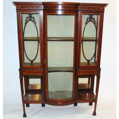 863 - An Edwardian mahogany and satinwood inlaid display cabinet