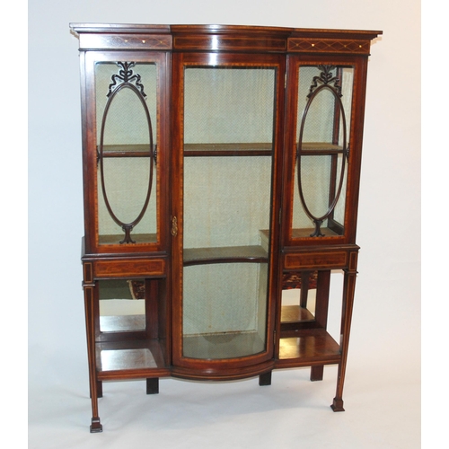 863 - An Edwardian mahogany and satinwood inlaid display cabinet