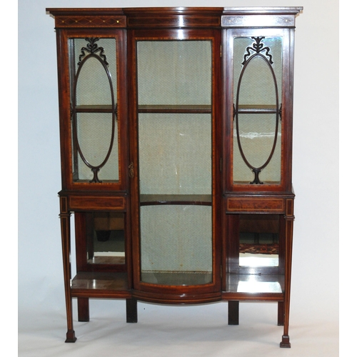 863 - An Edwardian mahogany and satinwood inlaid display cabinet