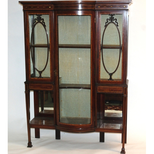 863 - An Edwardian mahogany and satinwood inlaid display cabinet