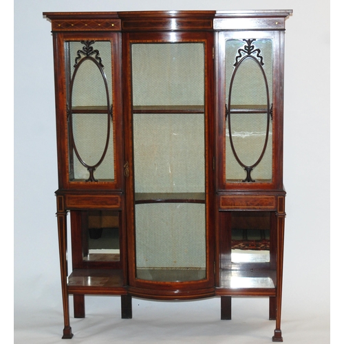 863 - An Edwardian mahogany and satinwood inlaid display cabinet