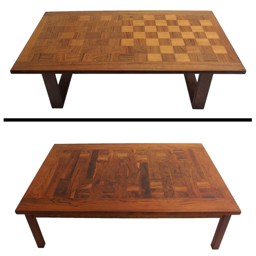 901 - A 20th Century rosewood checkerboard coffee table in the style of France & Co