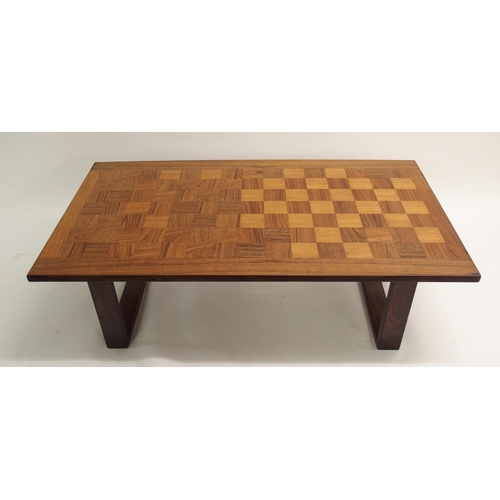 901 - A 20th Century rosewood checkerboard coffee table in the style of France & Co