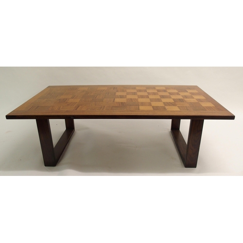 901 - A 20th Century rosewood checkerboard coffee table in the style of France & Co