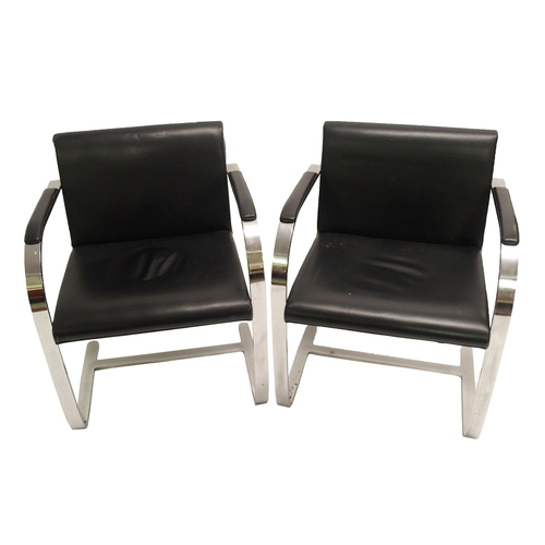 902 - A set of six of chrome and black leather chairs