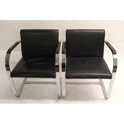 902 - A set of six of chrome and black leather chairs