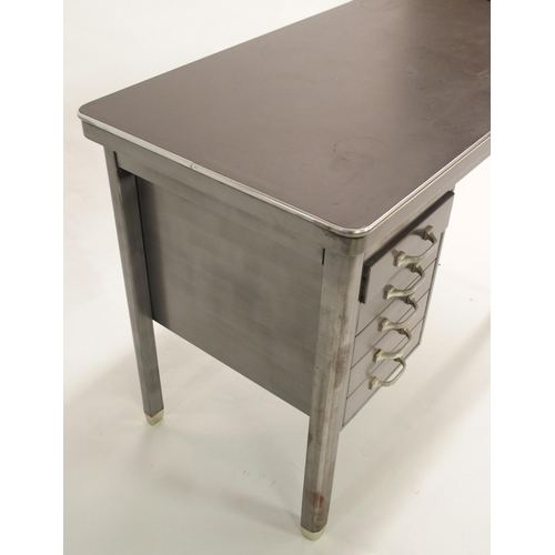 903 - A 20th Century steel industrial office desk