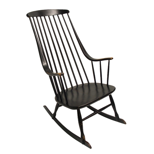 915 - A Nesto  Sweden black spindleback rocking chair