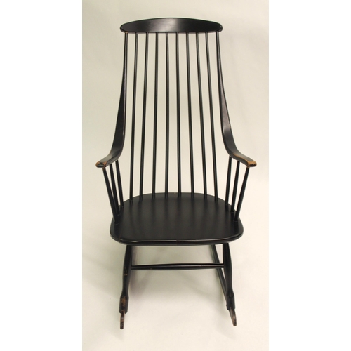 915 - A Nesto  Sweden black spindleback rocking chair