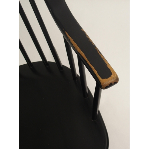 915 - A Nesto  Sweden black spindleback rocking chair