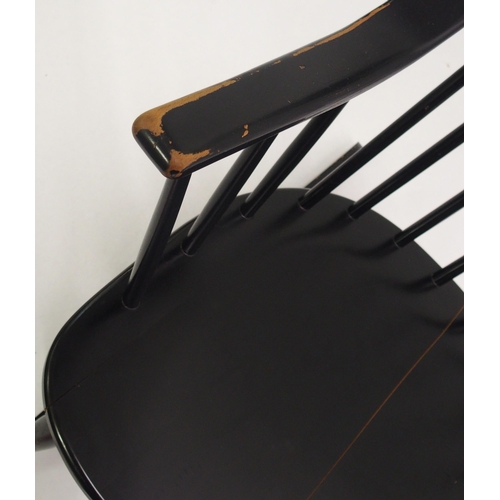 915 - A Nesto  Sweden black spindleback rocking chair