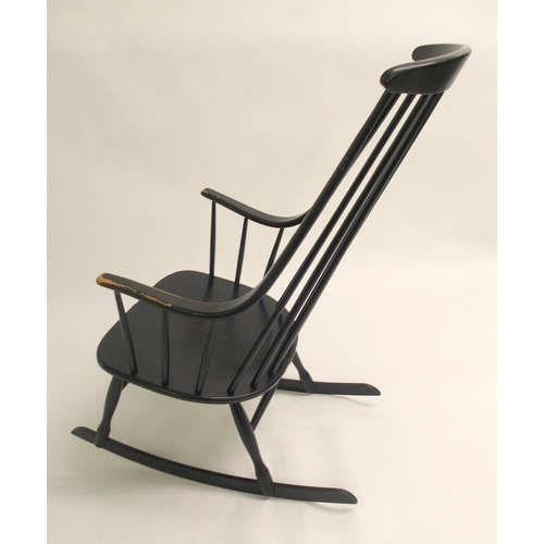 915 - A Nesto  Sweden black spindleback rocking chair