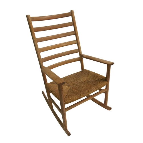 917 - A Danish ash ladder-back rocking chair