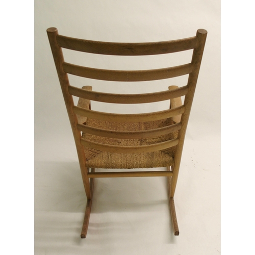 917 - A Danish ash ladder-back rocking chair