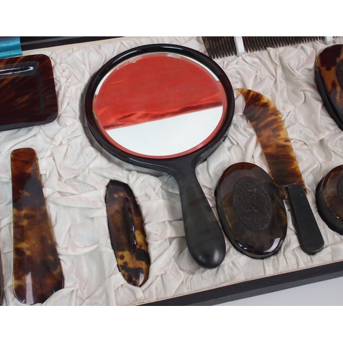 109 - A Japanese tortoiseshell cased brush set