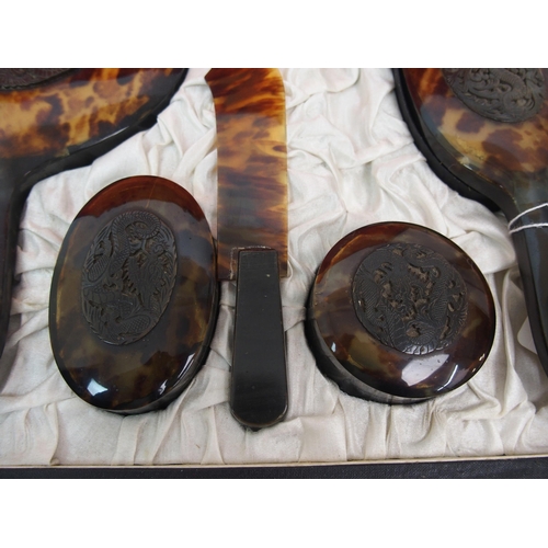 109 - A Japanese tortoiseshell cased brush set